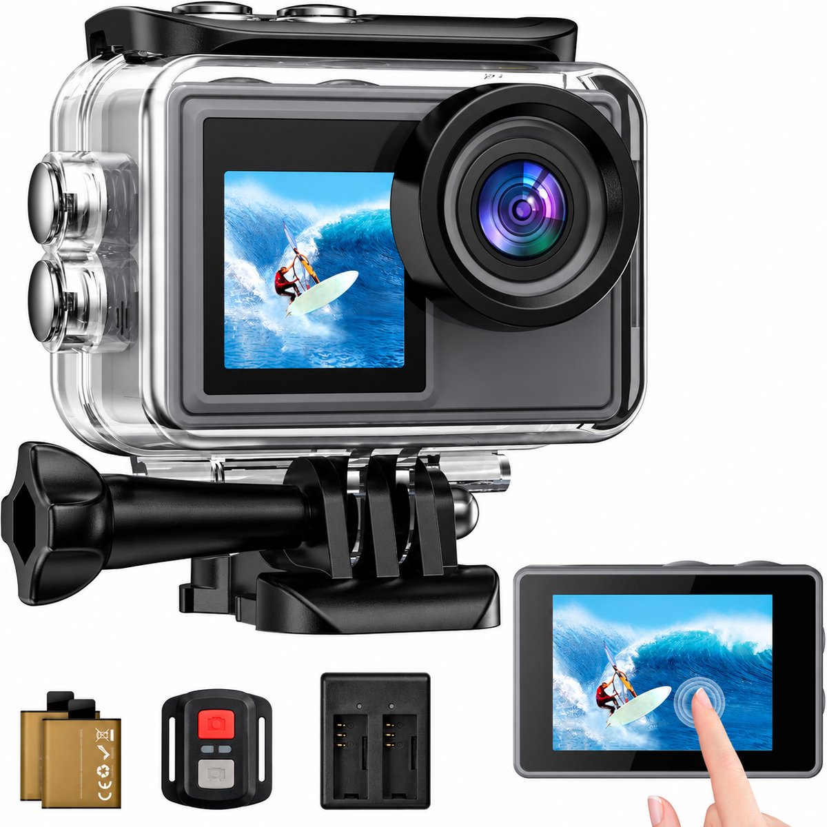 Action Camera 5K 30fps – 50MP Sportcamera – EIS Beeldstabilisatie – 30m Waterdicht – 170° Groothoek