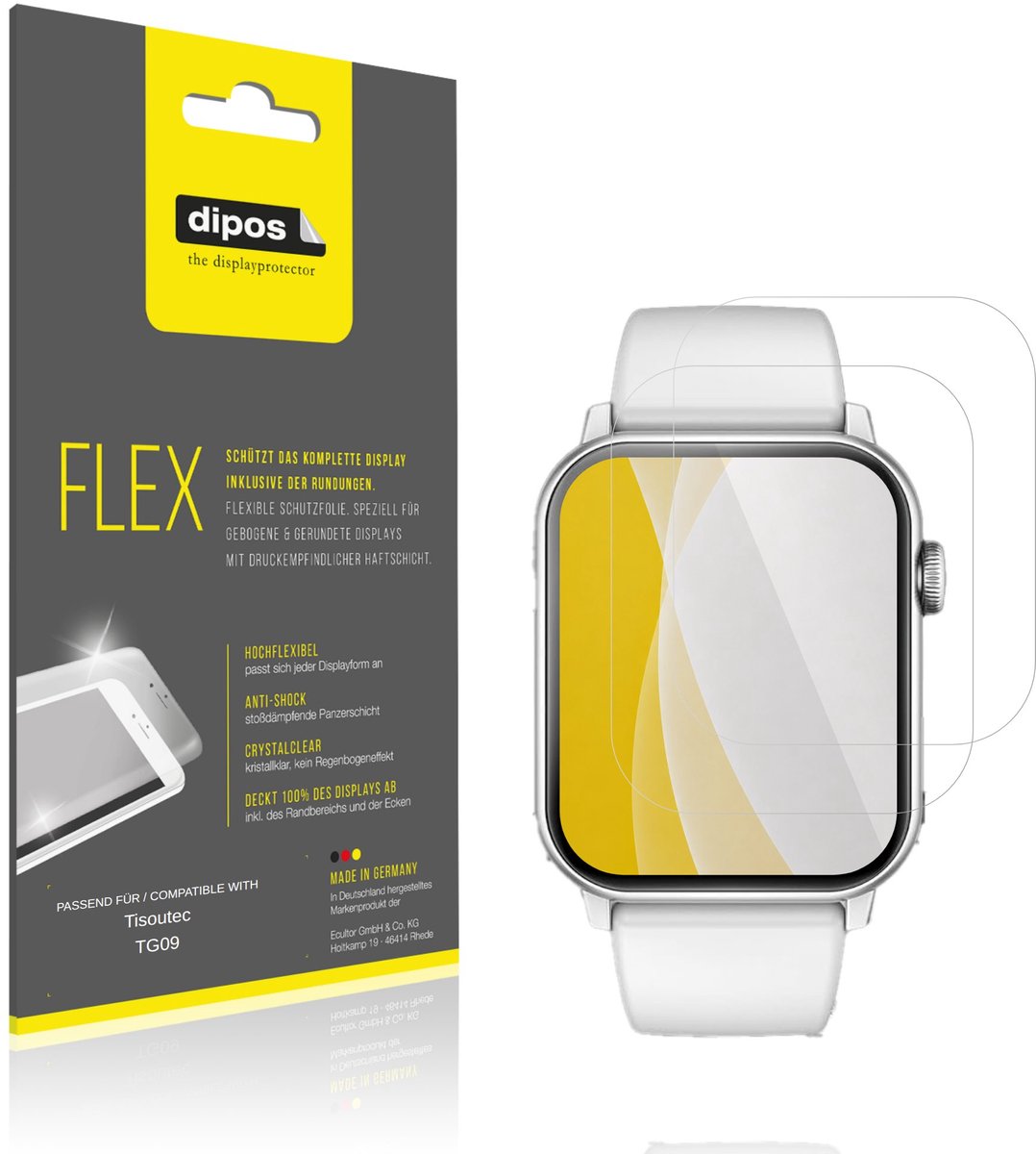 dipos – 2x Beschermfolie geschikt voor Tisoutec TG09 | 3D Full Cover Screenprotector | 100% Passend