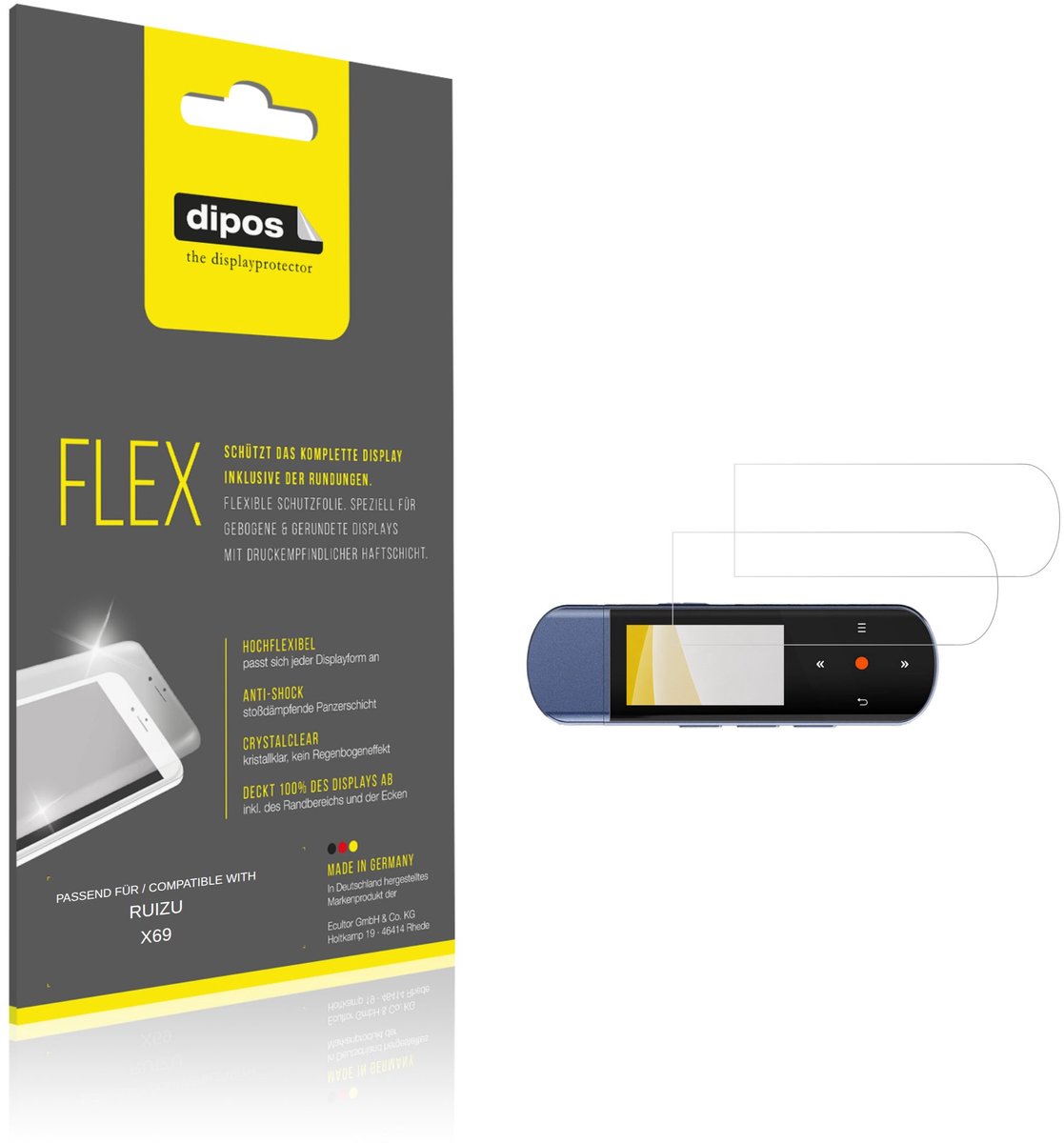 dipos – 2x Beschermfolie geschikt voor RUIZU X69 | 3D Full Cover Screenprotector | 100% Passend