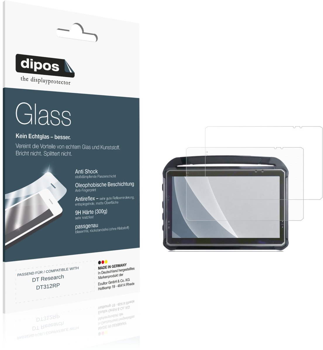dipos – 2x Matte Pantserfolie geschikt voor DT Research DT312RP | 9H Screenprotector