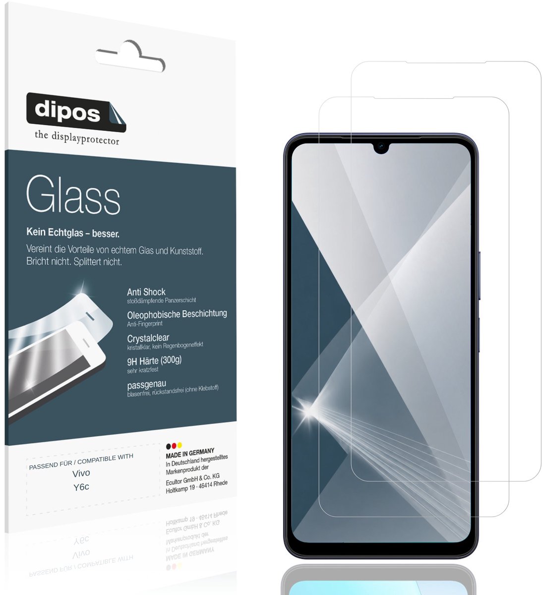 dipos – 2x Pantserfolie geschikt voor Vivo Y6c | 9H Screenprotector