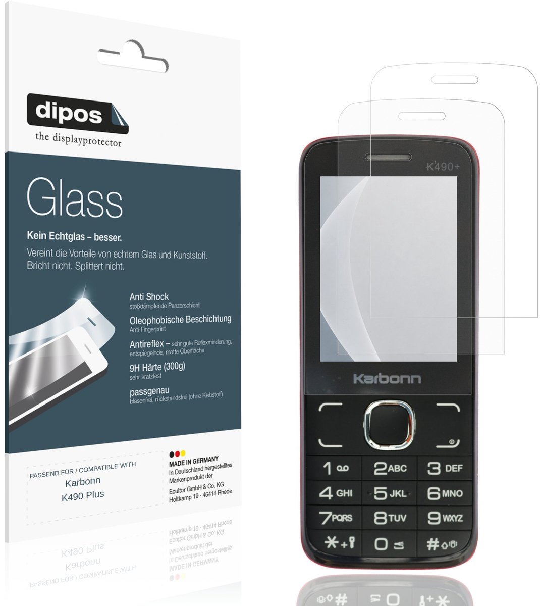 dipos – 2x Matte Pantserfolie geschikt voor Karbonn K490 Plus | 9H Screenprotector