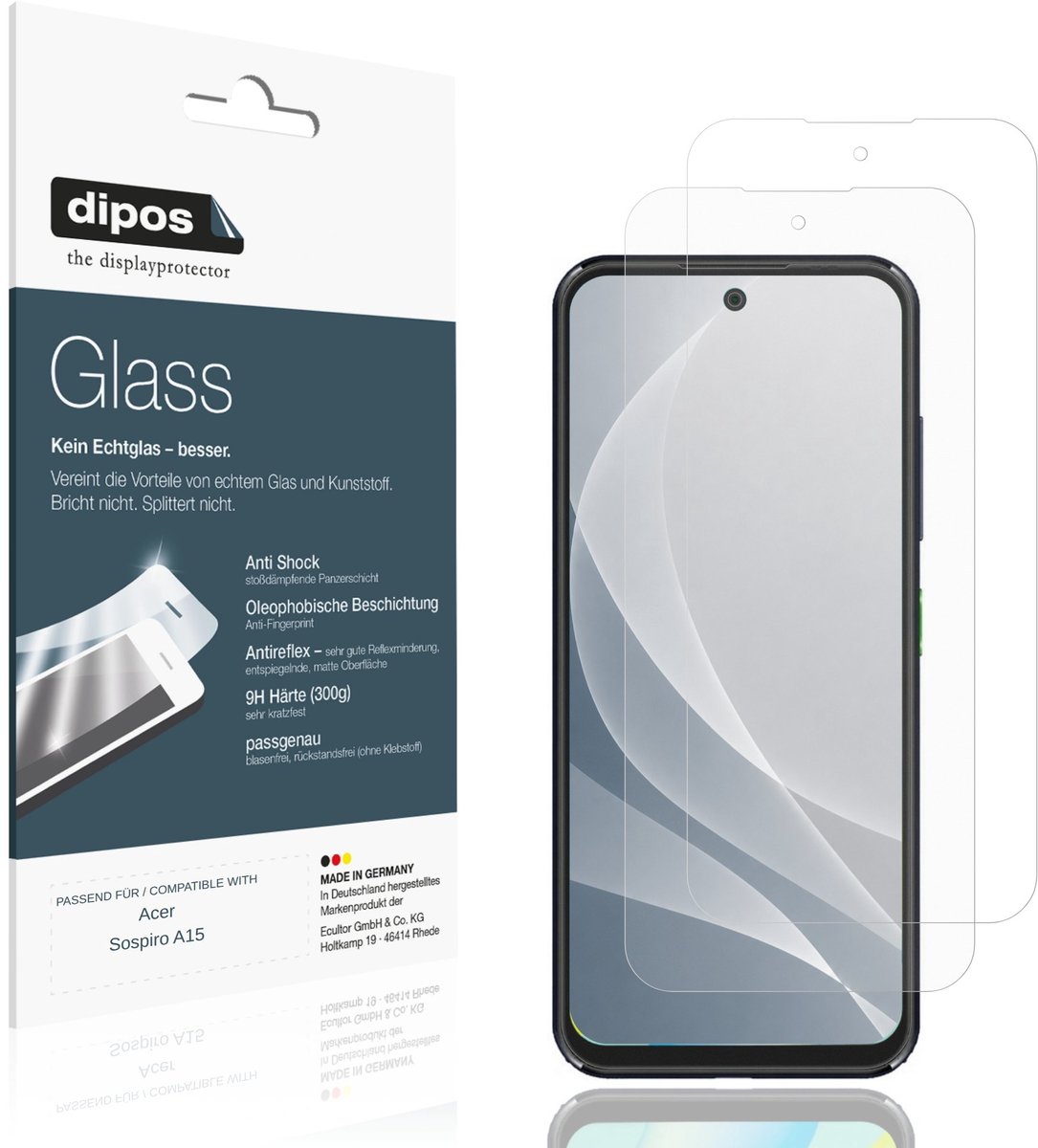 dipos – 2x Matte Pantserfolie geschikt voor Acer Sospiro A15 | 9H Screenprotector