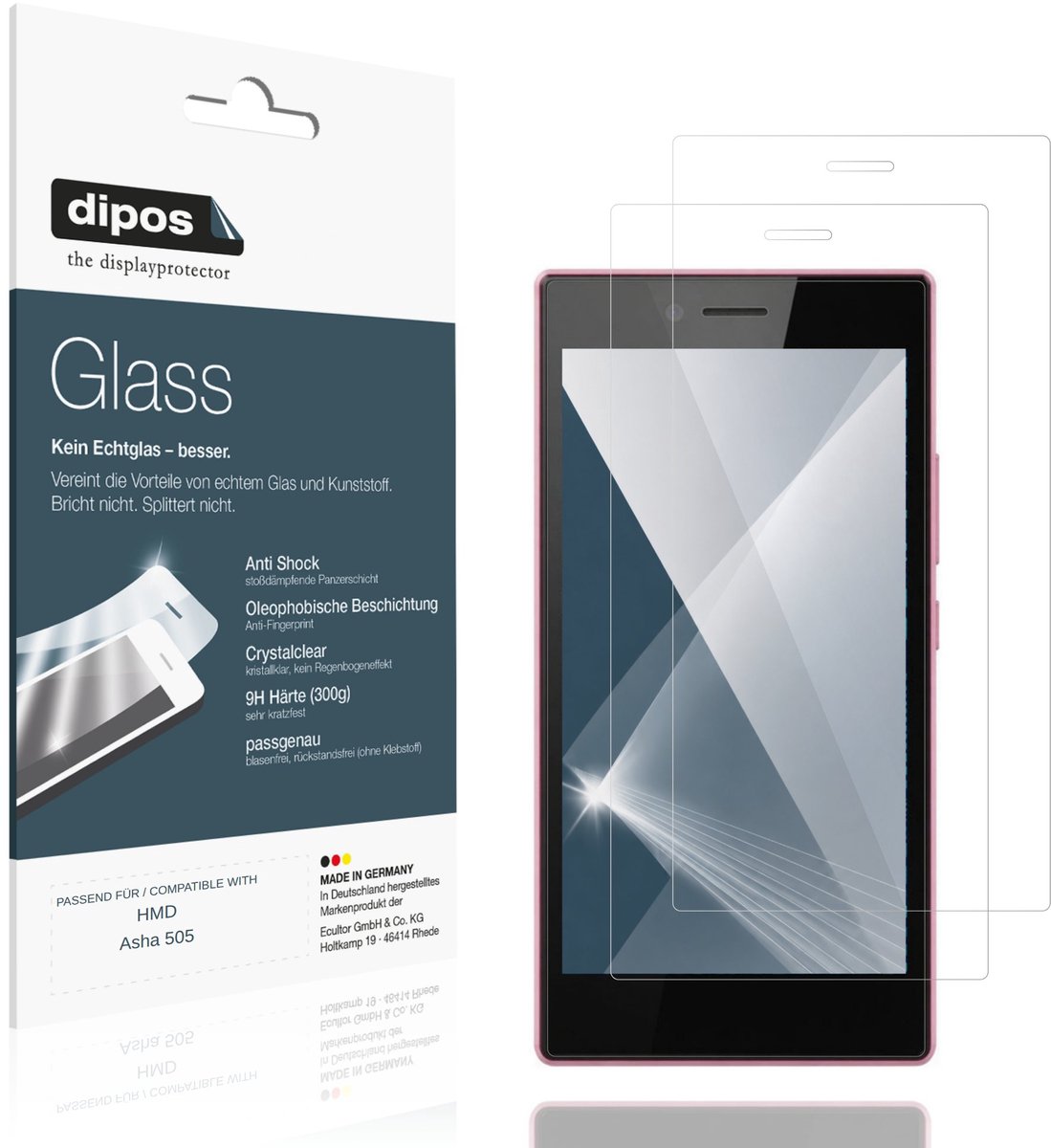 dipos – 2x Pantserfolie geschikt voor HMD Asha 505 | 9H Screenprotector