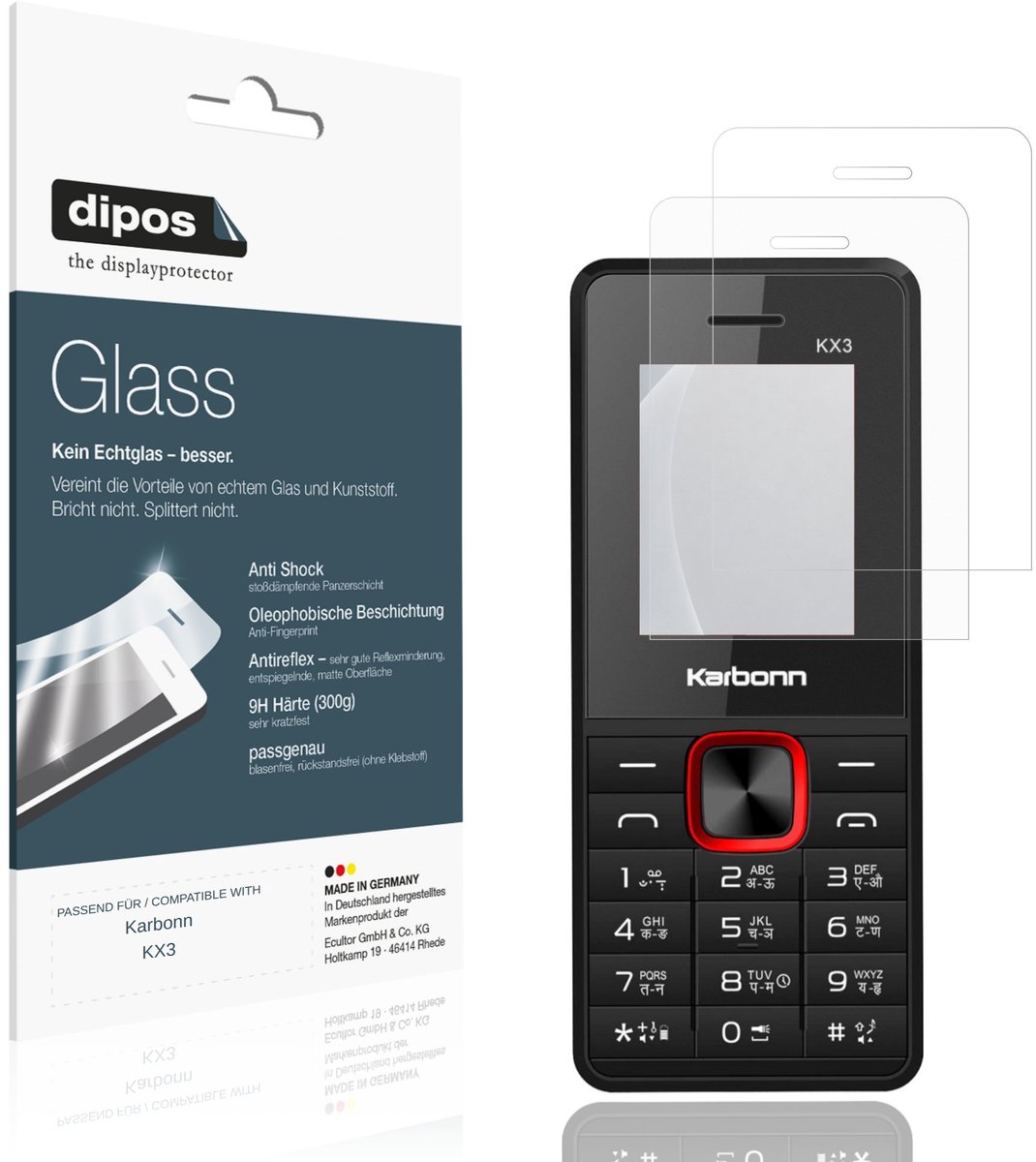 dipos – 2x Matte Pantserfolie geschikt voor Karbonn KX3 | 9H Screenprotector
