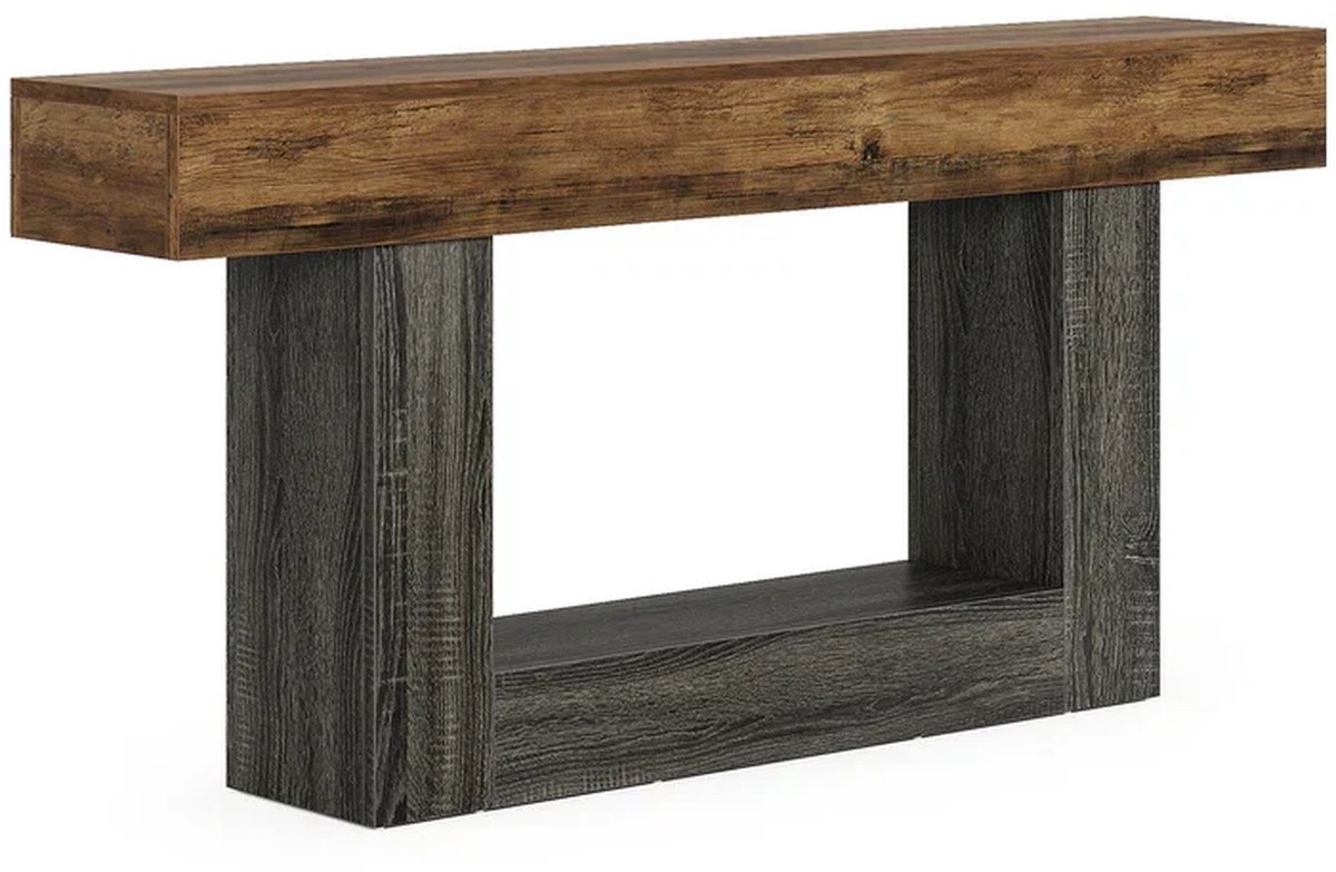 DMG Supply Consoletafel - 2 Niveaus - 160 x 30 x 82 cm - Bruin/Grijs - MDF