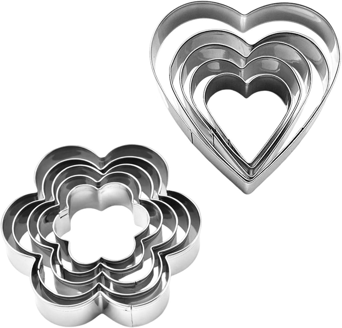 Creatieve Bloemvormige Koekjesuitsteekvormen - 10 Stuks RVS Bakaccessoires voor Fruit en Desserts, Perfect voor Feestjes en Speciale Gelegenheden