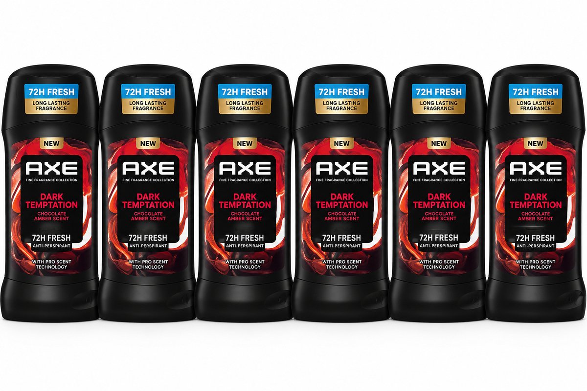 6x50ml AXE Cherry Fizz Premium Deodorant Stick – Red Apple & Amber Geur – 72H Fresh – Invisible on Black & White