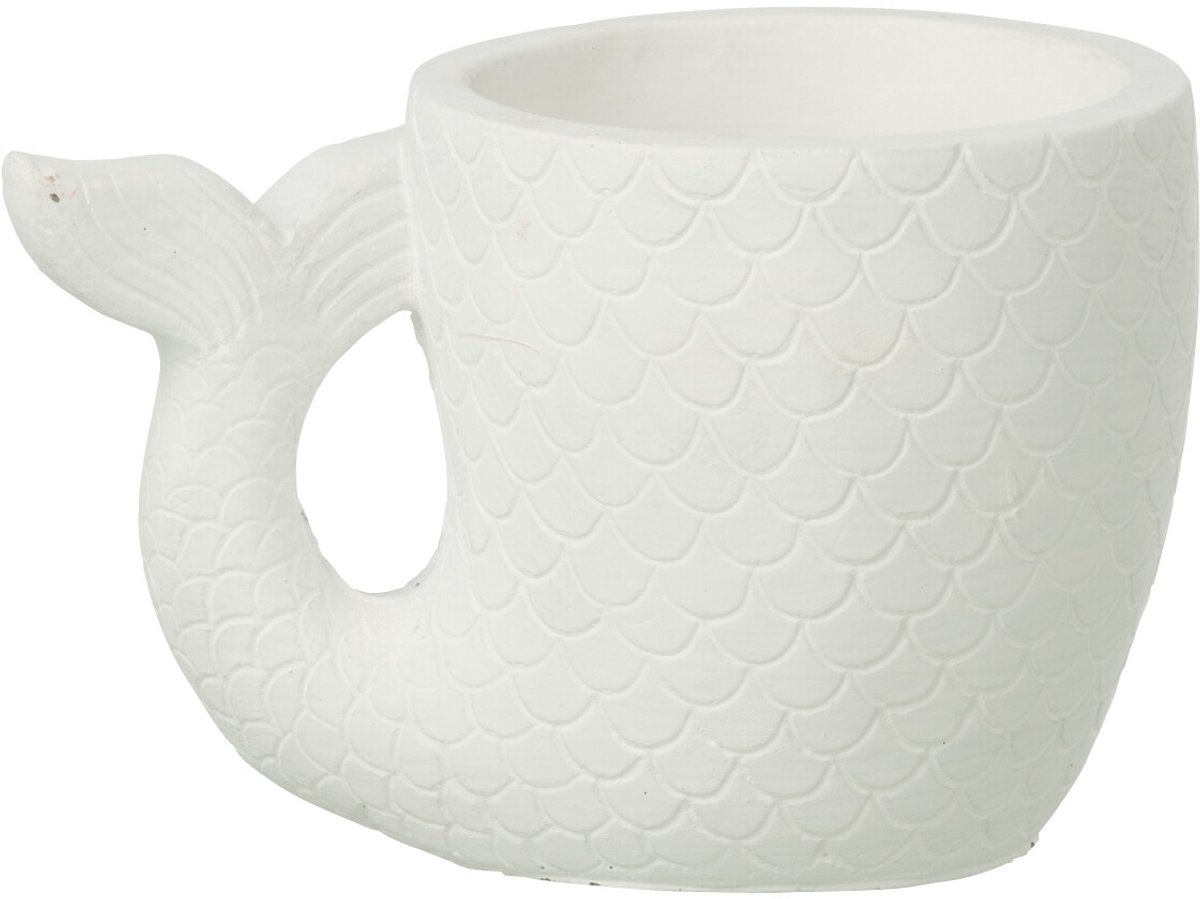 J-Line bloempot Vis - cement - wit - large