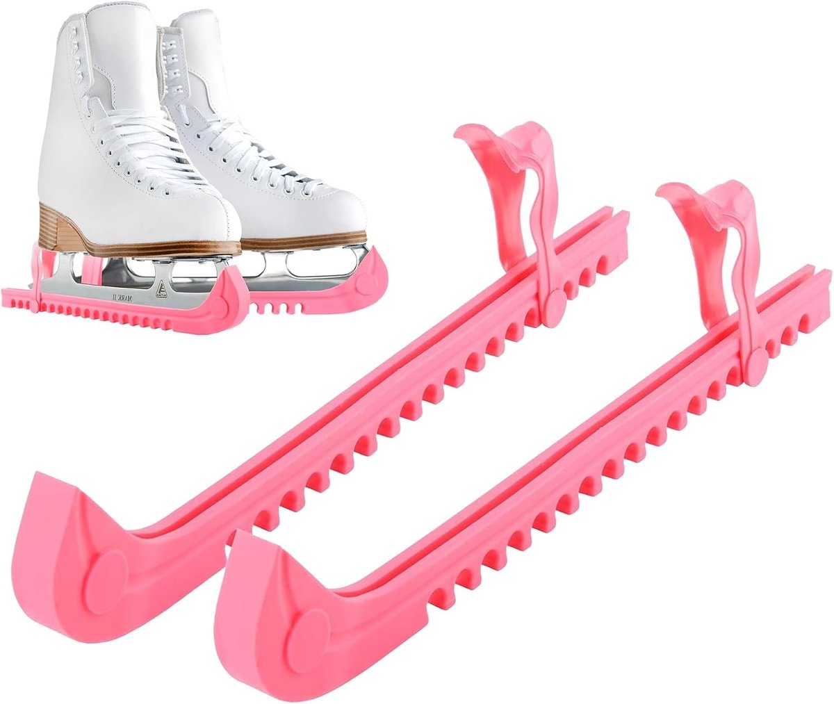 Verstelbare ijshockeyschaatsen voor kinderen en volwassenen - Roze silicone schaatsbeschermers, 34.5 cm