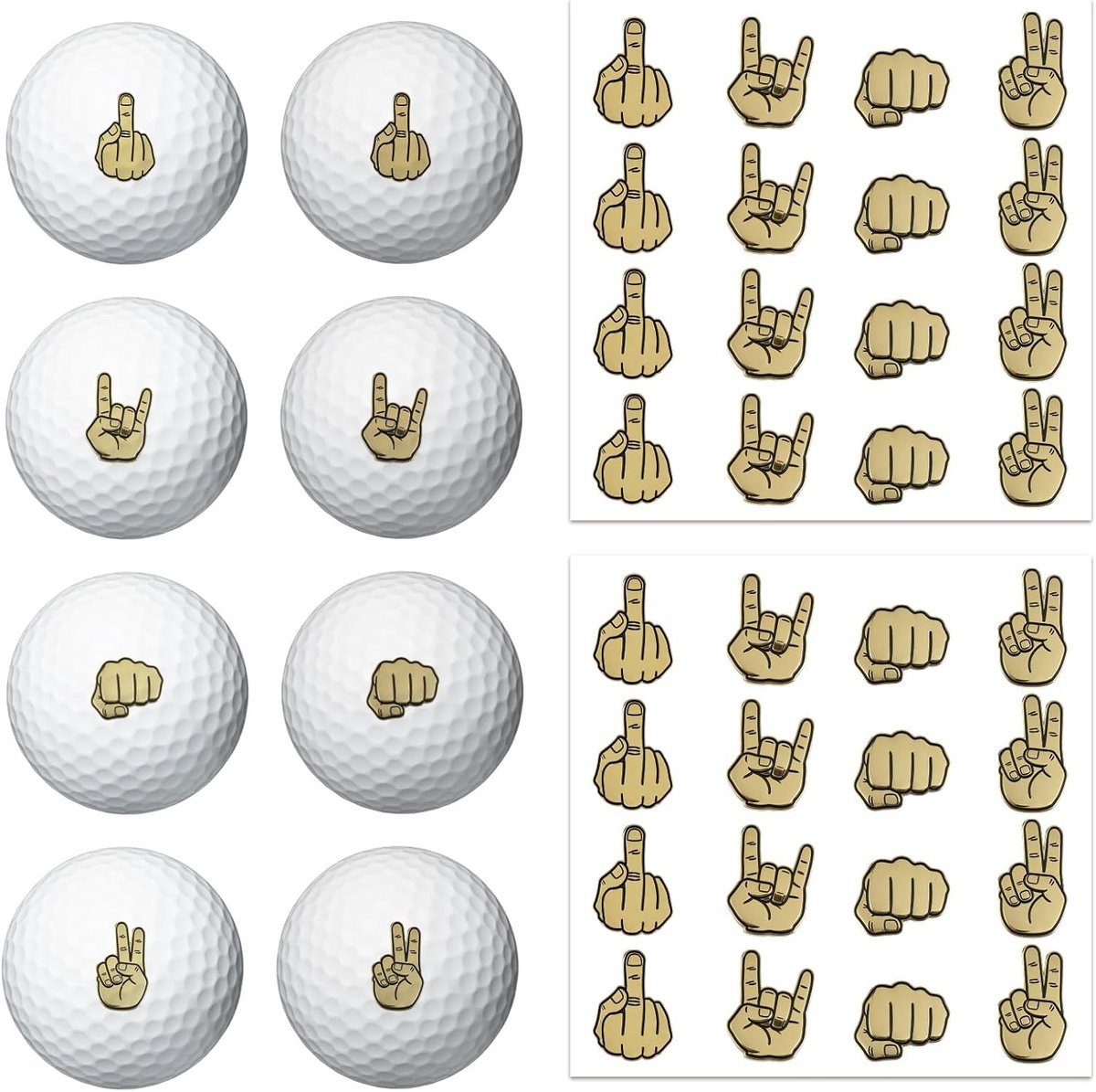 2 Vellen Gebaren Golfbalmarkeerders - 32 Stuks Grappige Golfbalstickers voor Identificatie, Cadeau voor Golfers en Golfaccessoires