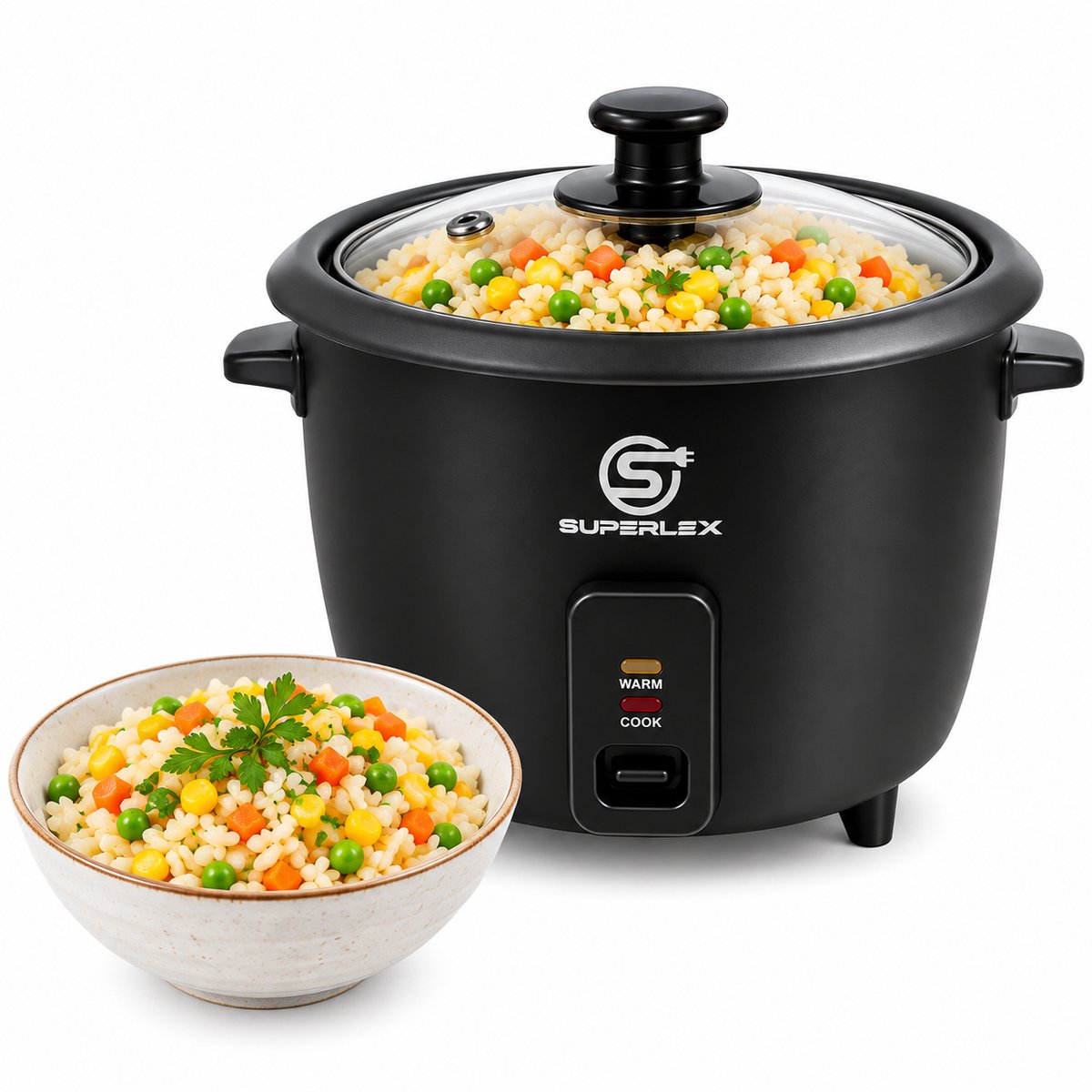 Currero Rice Cooker - Rijstkoker - Klein Model - Mini - Met Stoommandje - Automatisch - Warmhoudfunctie - Antiaanbak - 1l - Zwart