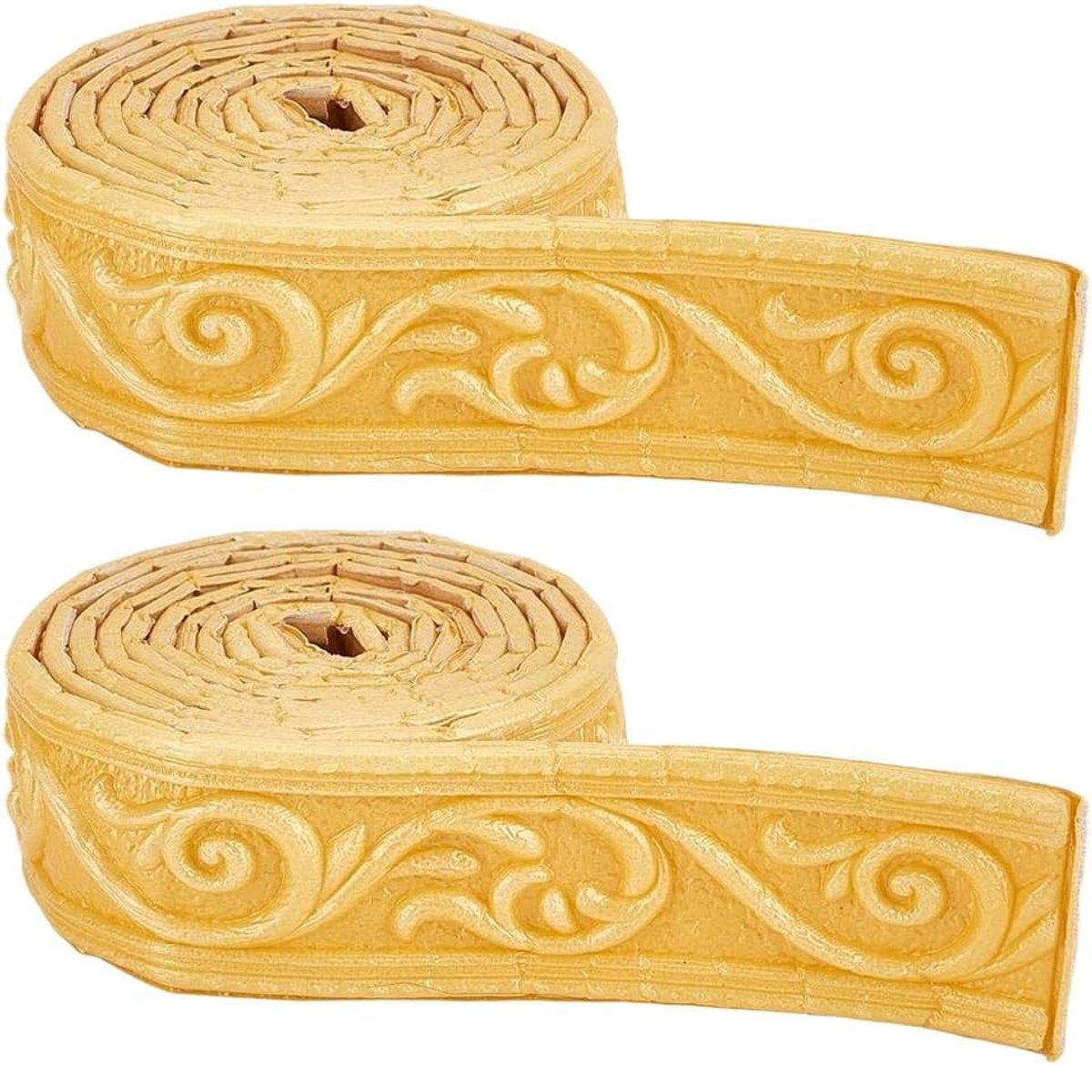 Retro Gouden Houten Behangrand - Zelfklevende Flexibele 3D Plinten voor Hotel en Thuis, Vintage Spiegel Effect en Muurafwerking