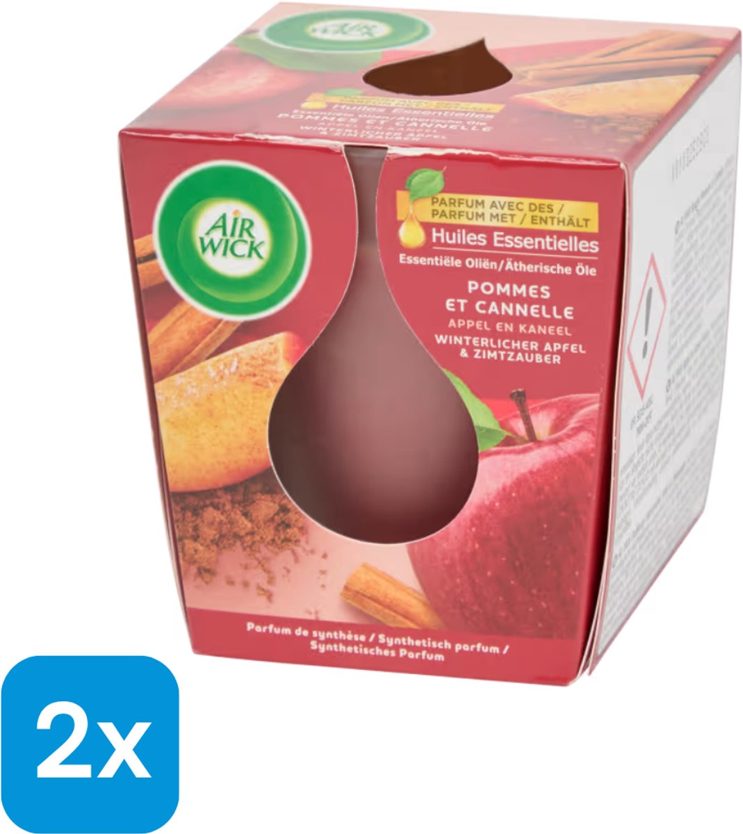 Air Wick Airwick | 2x Airwick geurkaars appel kaneel à 105 gram rood