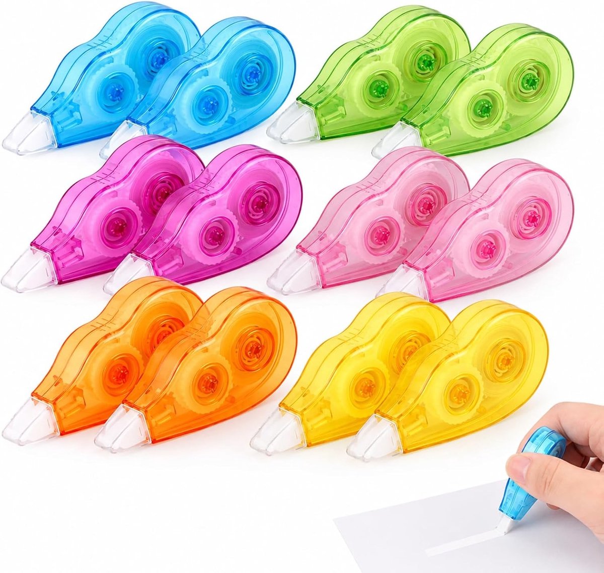 12 stuks mini correctierollers in regenboogkleuren, perfect voor studenten, kinderen en kantoorwerk, ideaal voor schone correcties en creatief gebruik