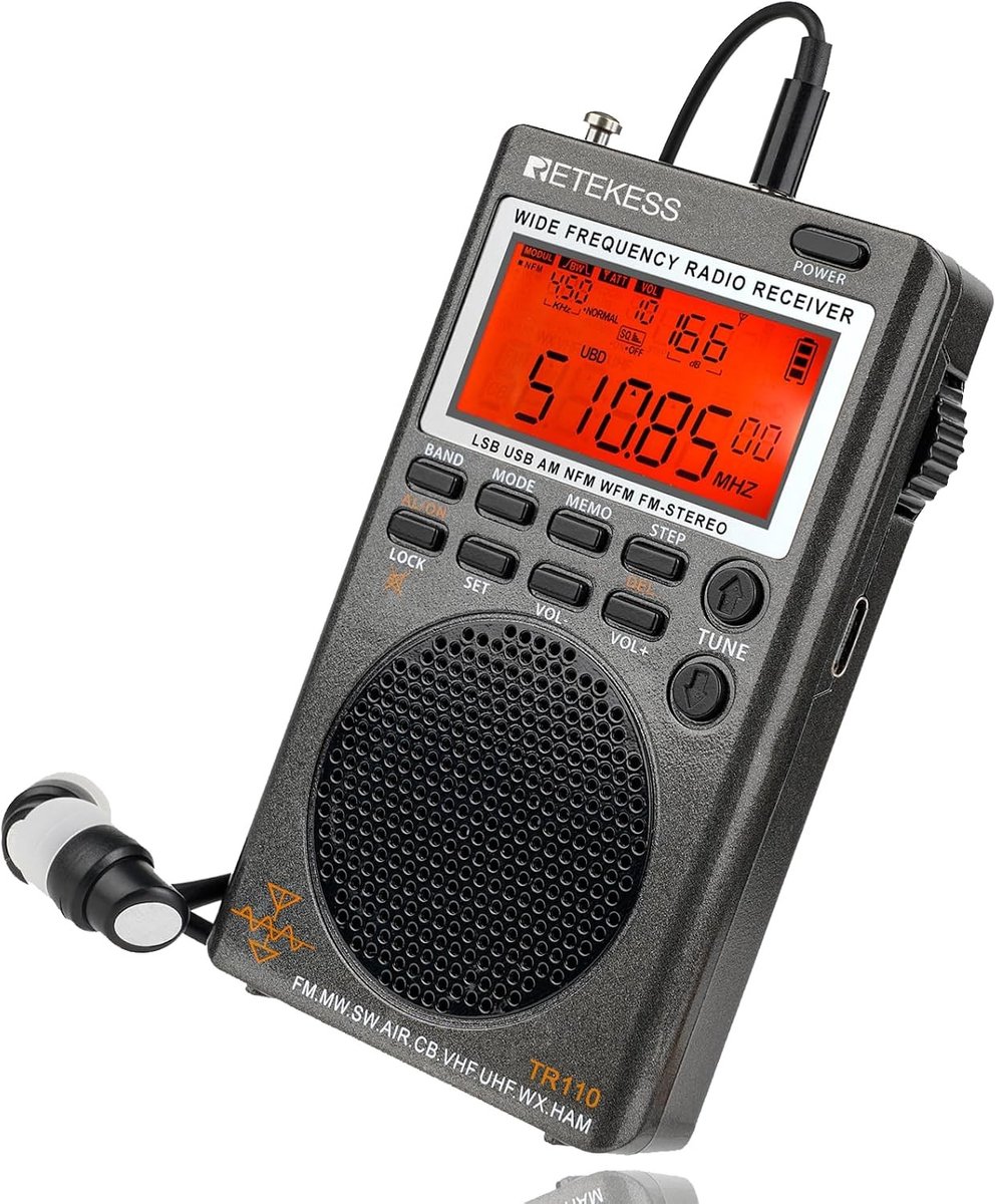 Mini Airband Scanner met SSB en Volledige Band, Ideaal voor Luchtvaartliefhebbers en Radio-enthousiastelingen