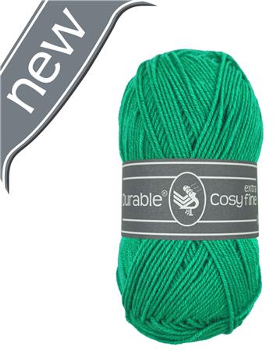 5 x Durable Cosy extra fine - katoen en acrylgaren - Emerald (2135) - haakgaren/breigaren - naald 3 a 3,5mm