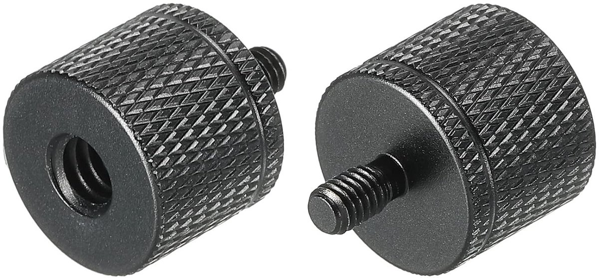 2 Stuks Microfoonstandaard Adapter 1/4 Bus naar M4 Plug voor Camera Bevestiging - Zwart, Voor Professioneel Gebruik en Opnames