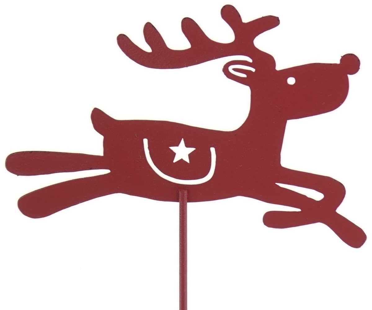 Posiwio Kerstplantsteker Springend Eland Rood 25 cm - Metaal
