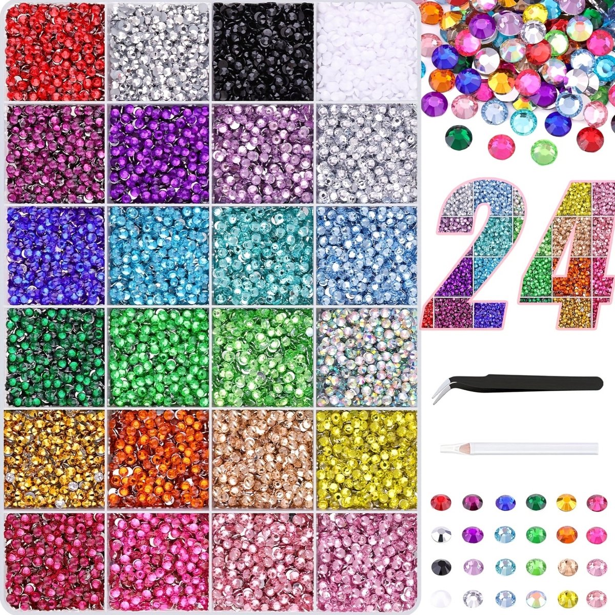 Currero Bedazzle Kit - Bedazzling - Plakstenen - Strass Steentjes - DIY Versieren - Set Met 12.000 Steentjes - Nagel Decoratie - 4mm