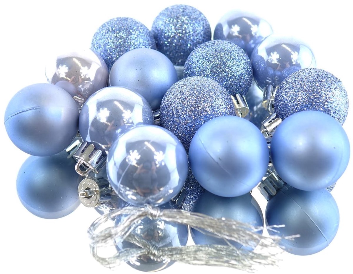Kaemingk kerstballen sky blue onbreekbaar 3 cm - set van 14