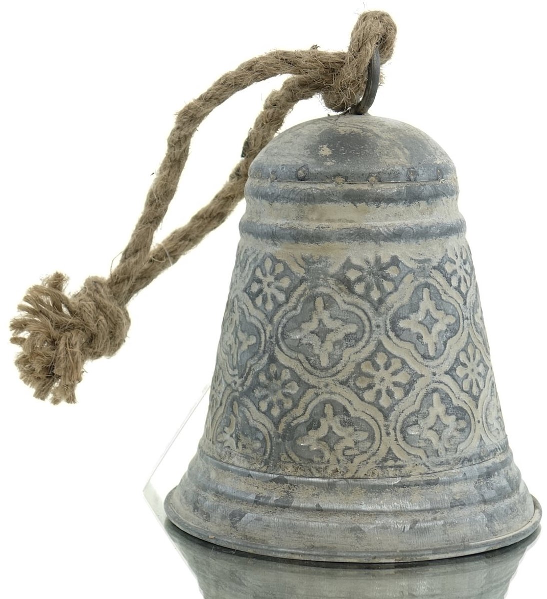 Posiwio kerstbel grijs met patina 12,5 cm metaal