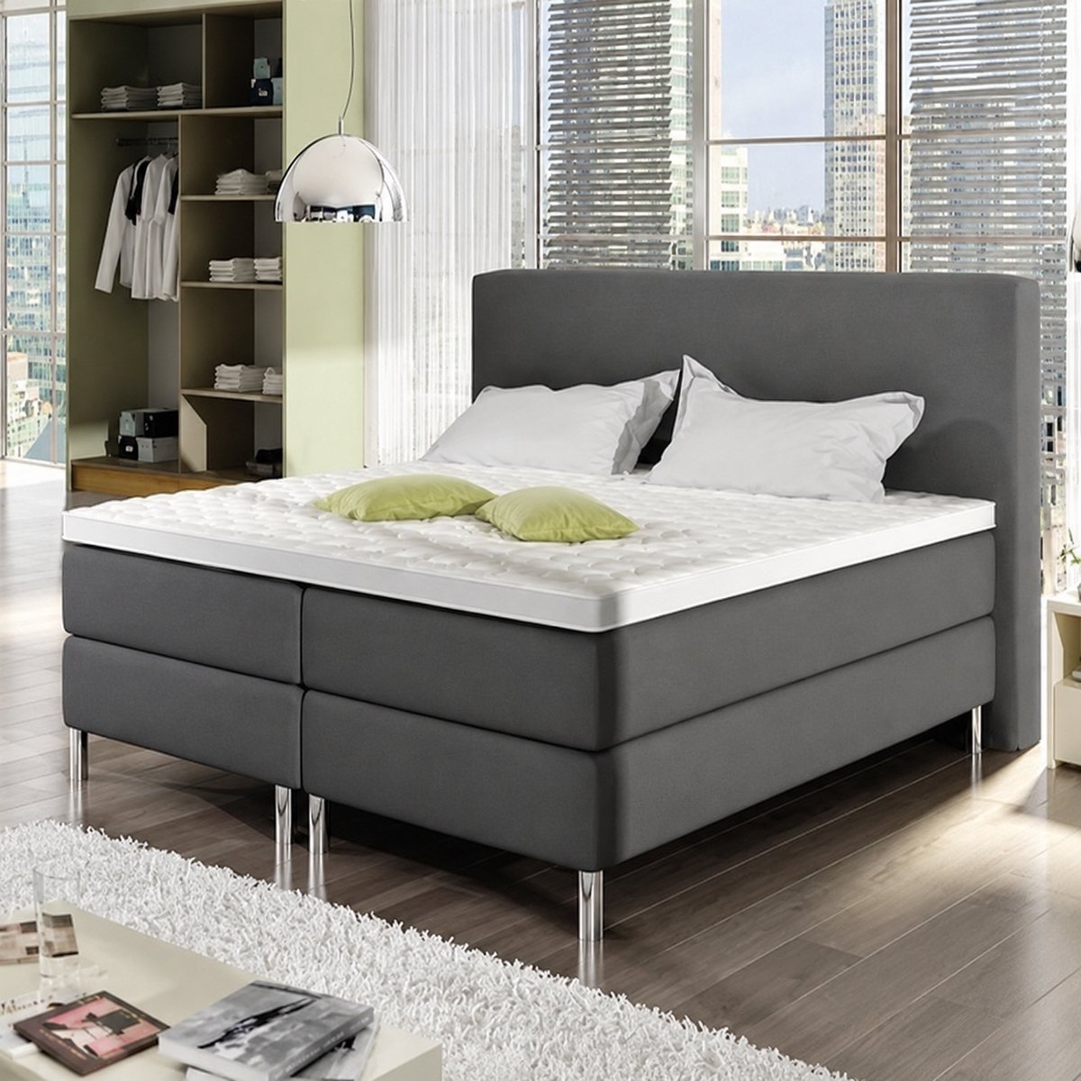 Boxspring 160x200 Brussel Grijs lederlook