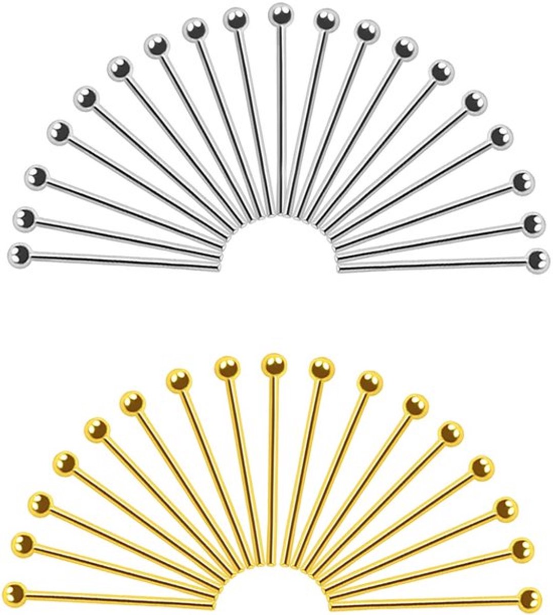 Vt products - Messing Klinknagels - Kogelkop Pennen - 200 stuks - Goud en Zilver