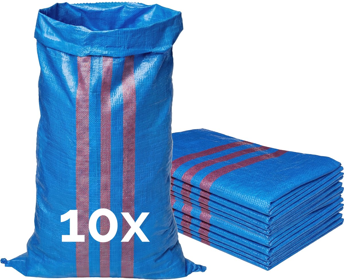 Garronda 105 x 65 cm 10 stuks Zandzakken Puinzakken Geweven Zakken Blauw GD-0258