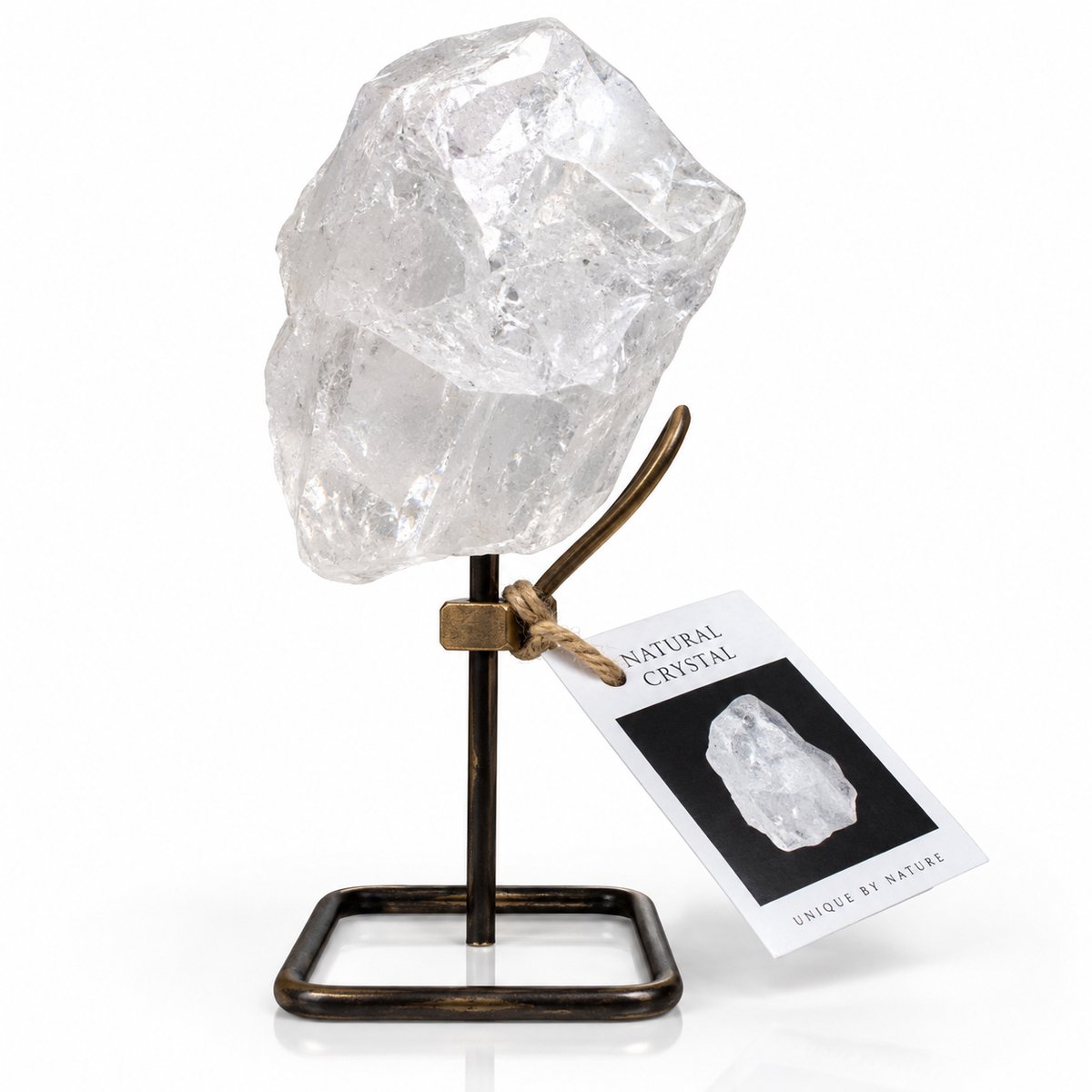 S4H® Bergkristal op Metalen Standaard – Ruwe Natuurlijke Edelsteen – Luxe Kristal Decoratie – Uniek Natuurproduct voor Interieur & Cadeau