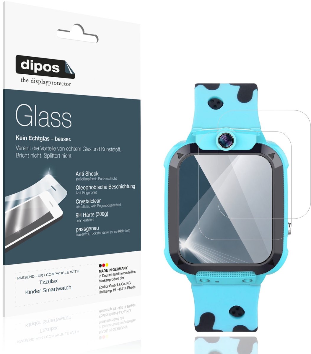 dipos – 2x Pantserfolie geschikt voor Tzzulsx Kinder Smartwatch | 9H Screenprotector