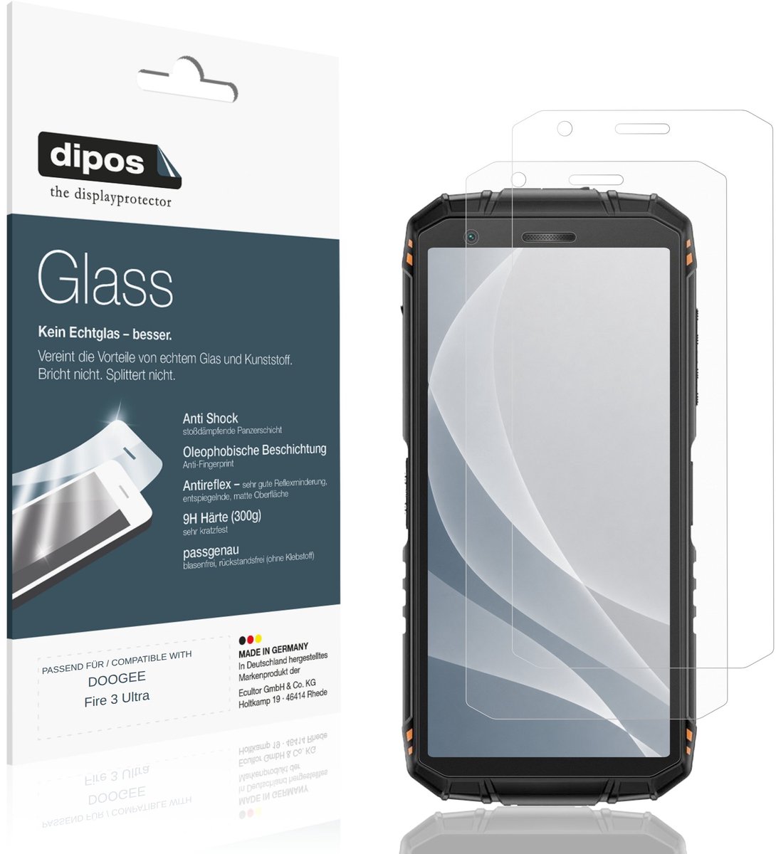 dipos – 2x Matte Pantserfolie geschikt voor DOOGEE Fire 3 Ultra | 9H Screenprotector