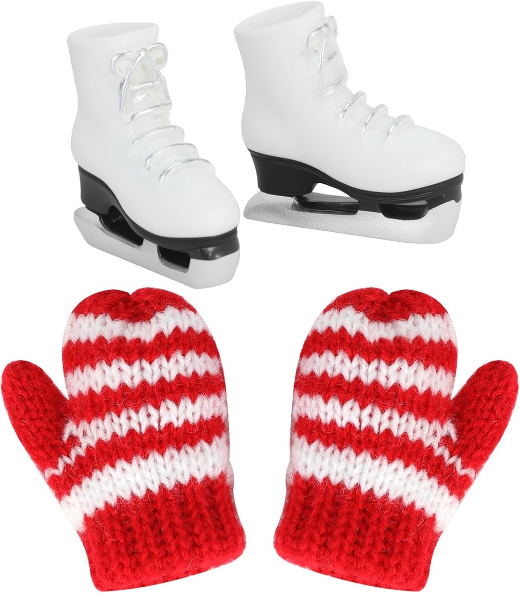 Kerstelf Accessoires Set met Mini Kunstmatige Schoenen en Handschoenen voor Gnome, Poppenhuizen en Speelgoedpoppen
