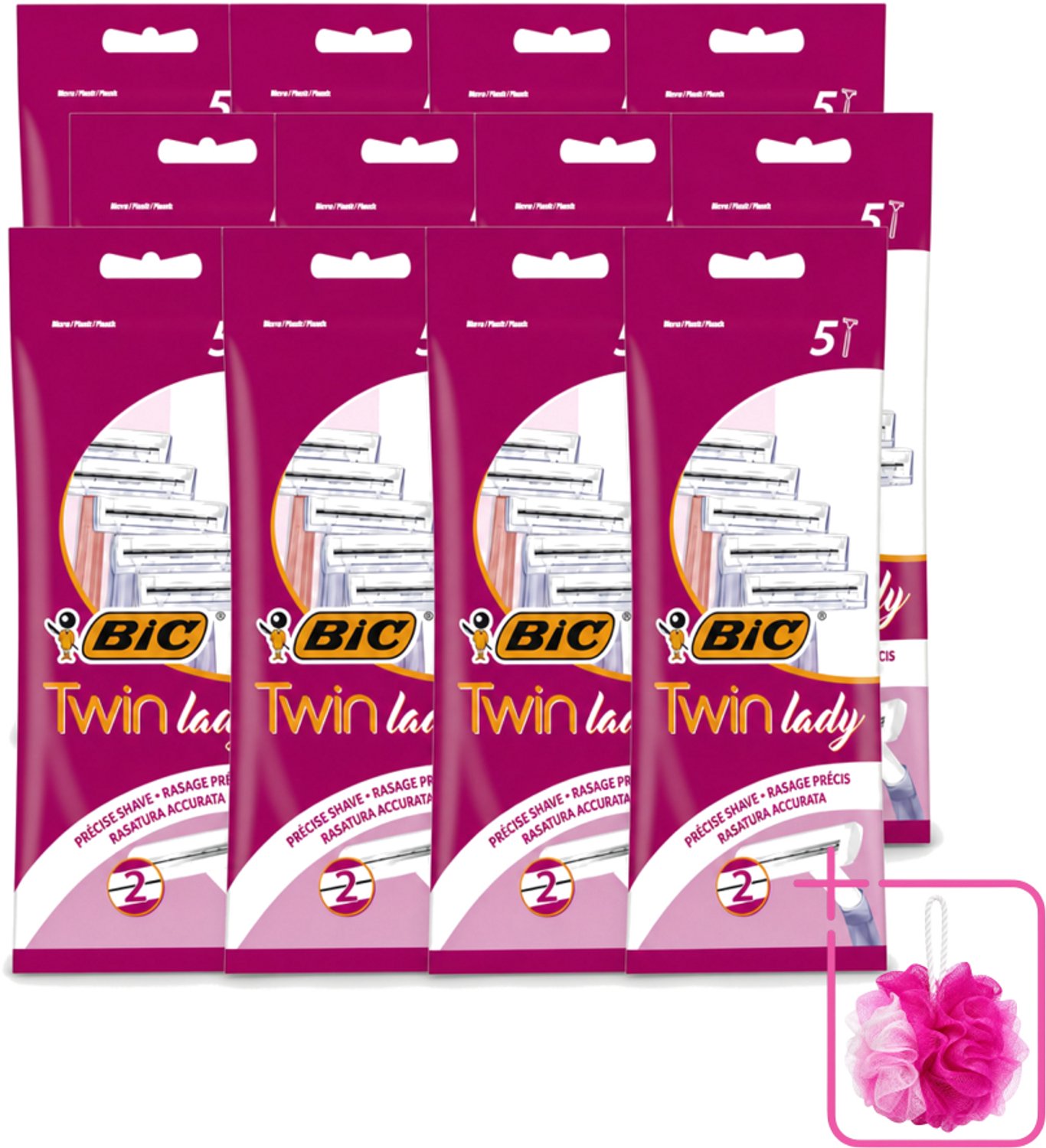 12 x Bic - Twin Lady - Scheermesjes - Dubbel Mesje - Wegwerpmesjes - 5 Scheermesjes - Bulkverpakking - Scheermesje vrouw - Wegwerpscheermesje