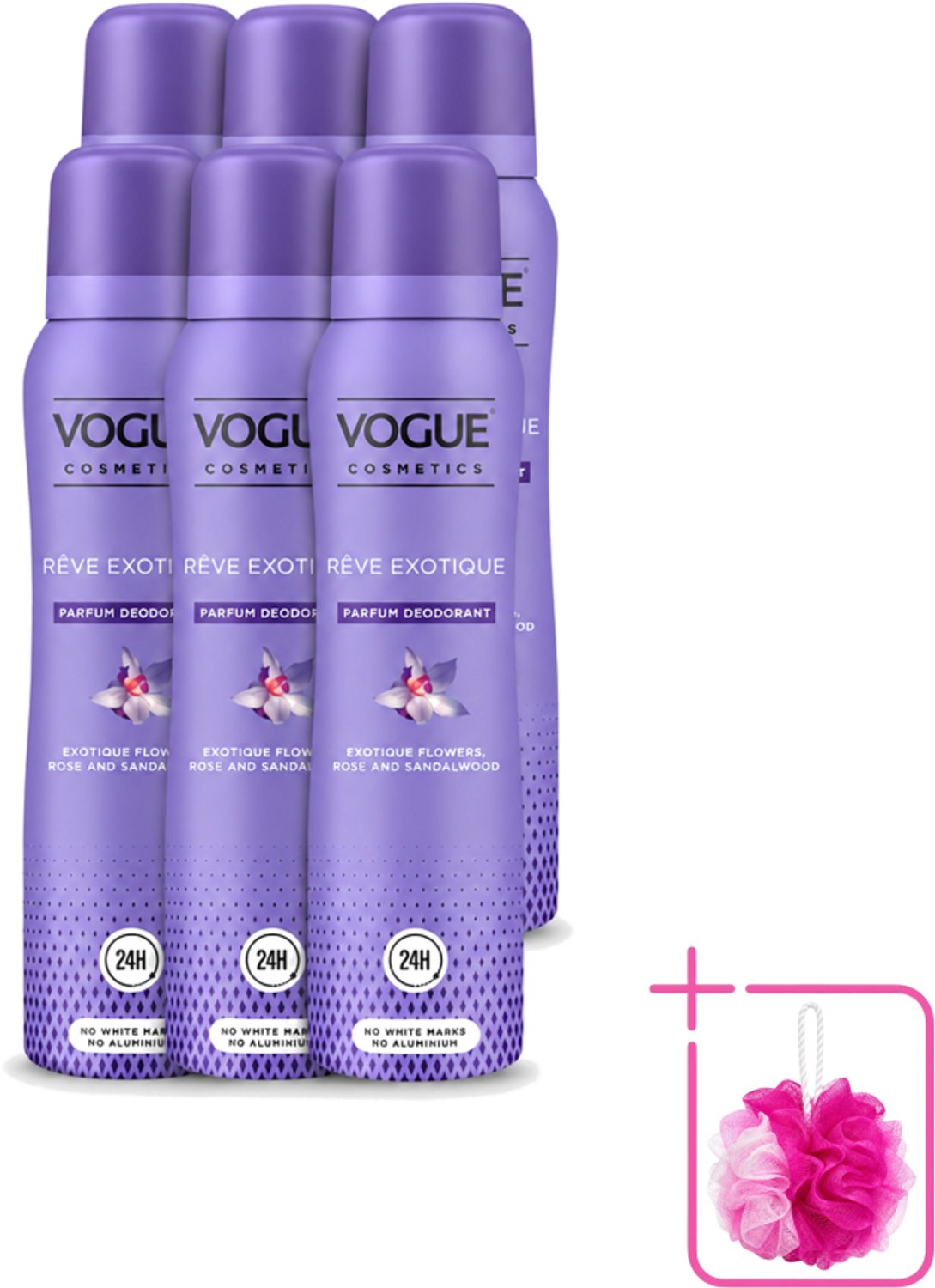 6 x Vogue Cosmetics - Reve Exotique - Parfum Deodorant - 150 ml - Bulkverpakking - Parfum deodorant - Geur