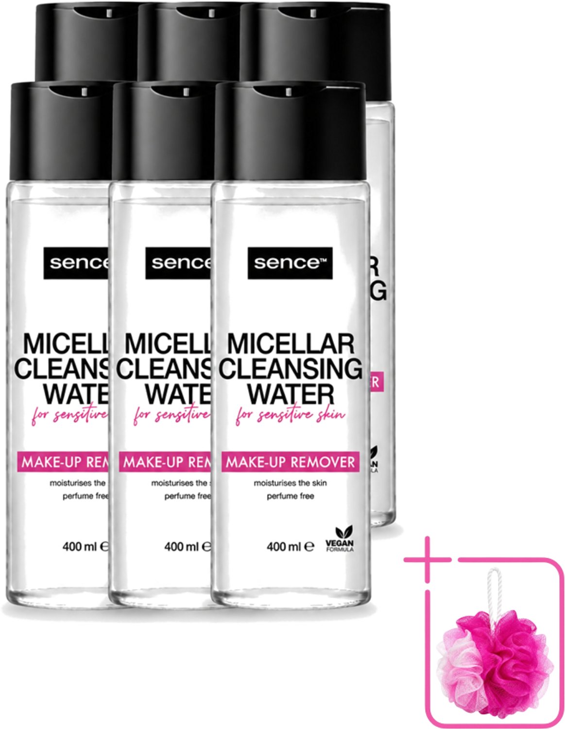 6 x Sence - Gevoelige Huid - Micellair Water - Make-up Remover - 400 ml - Bulkverpakking - Gevoelige huid - Douchemop - Make-up verwijderen