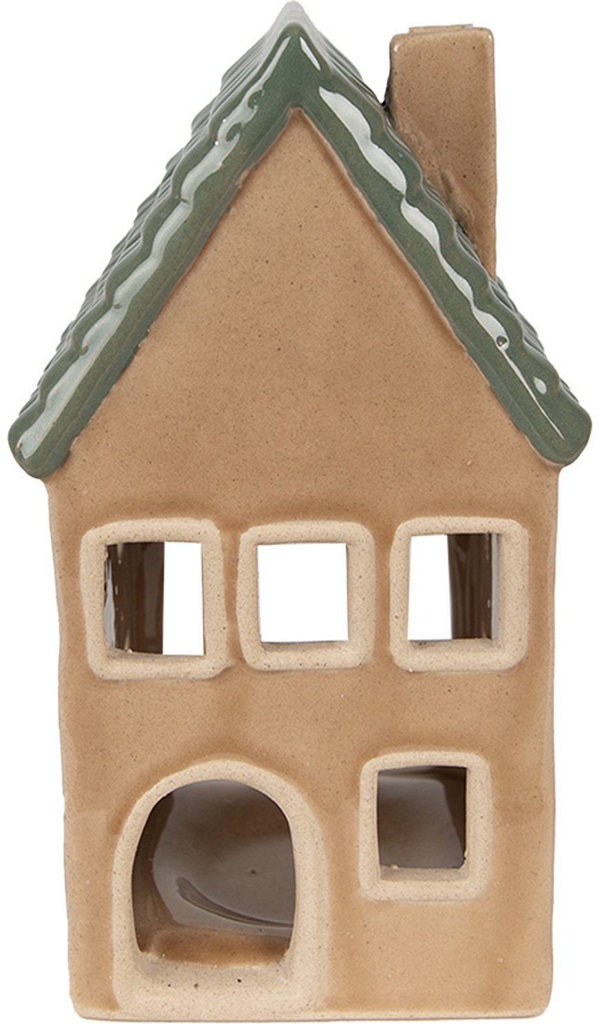 Clayre & Eef Waxinelichthouder Huis 15 cm Bruin Porselein