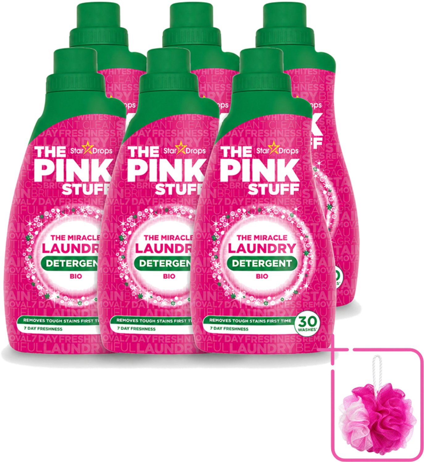 6 x The Pink Stuff BIO - Wasgel - Wasmiddel - Biologisch - 30 Wasbeurten - 960ml - Bulkverpakking - Wasmiddel - Douchemop - Biologisch wasmiddel