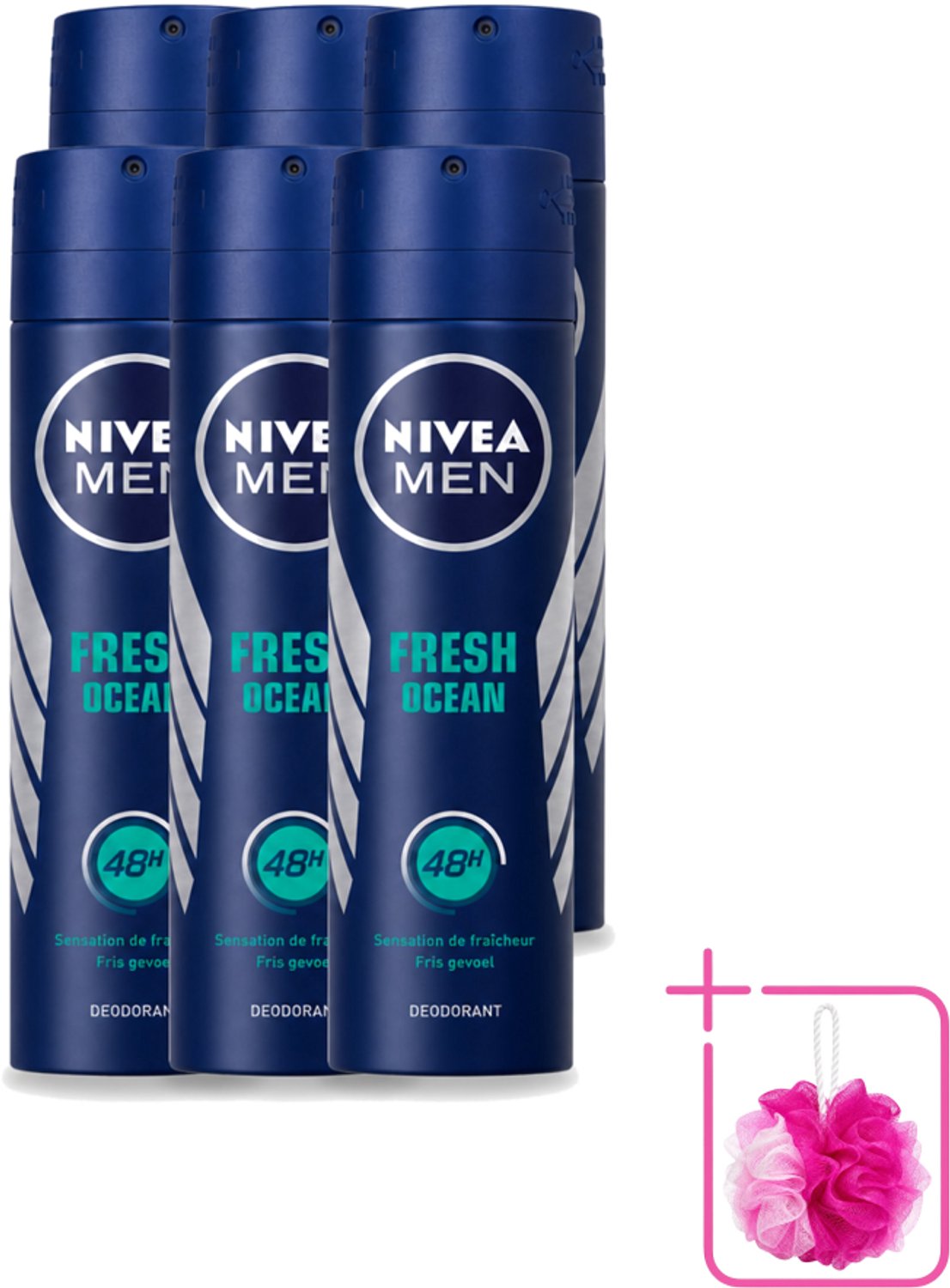 6 x Nivea - Men - Deodorant - Spray - Fresh Ocean - 48 Uur Lang Werkend - 150 ml - Bulkverpakking - Deodorant spray - Oceaan geur