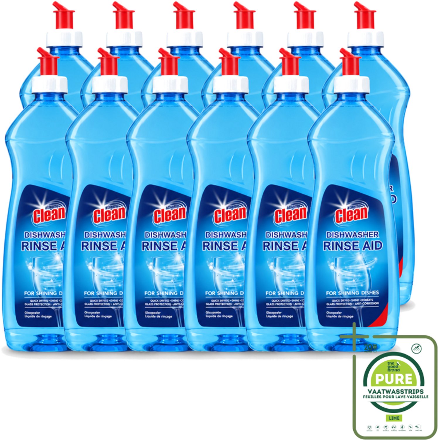 12 x At Home - Clean - Vaatwasser Glansspoelmiddel - Glasbeschermend - 500 ml - Grootverpakking - Glansspoelmiddel Vaatwasser - Glasbescherming Vaatwasser - Vaatwasser Glans - Vaatwasser Droogproces - Vaatwasser Anti-corrosie