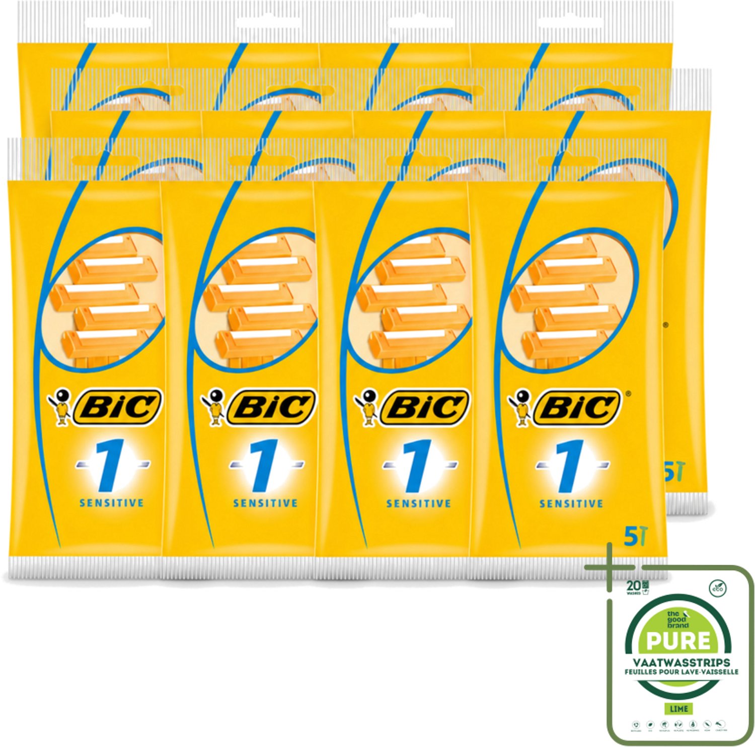 12 x Bic - Scheermesjes - Sensitive - Enkel Mesje - Wegwerpmesjes - 5 Scheermesjes - Grootverpakking - Gevoelige Huid - Wegwerpscheermes - Scheermesje - Scheermes - Scheerbeurt