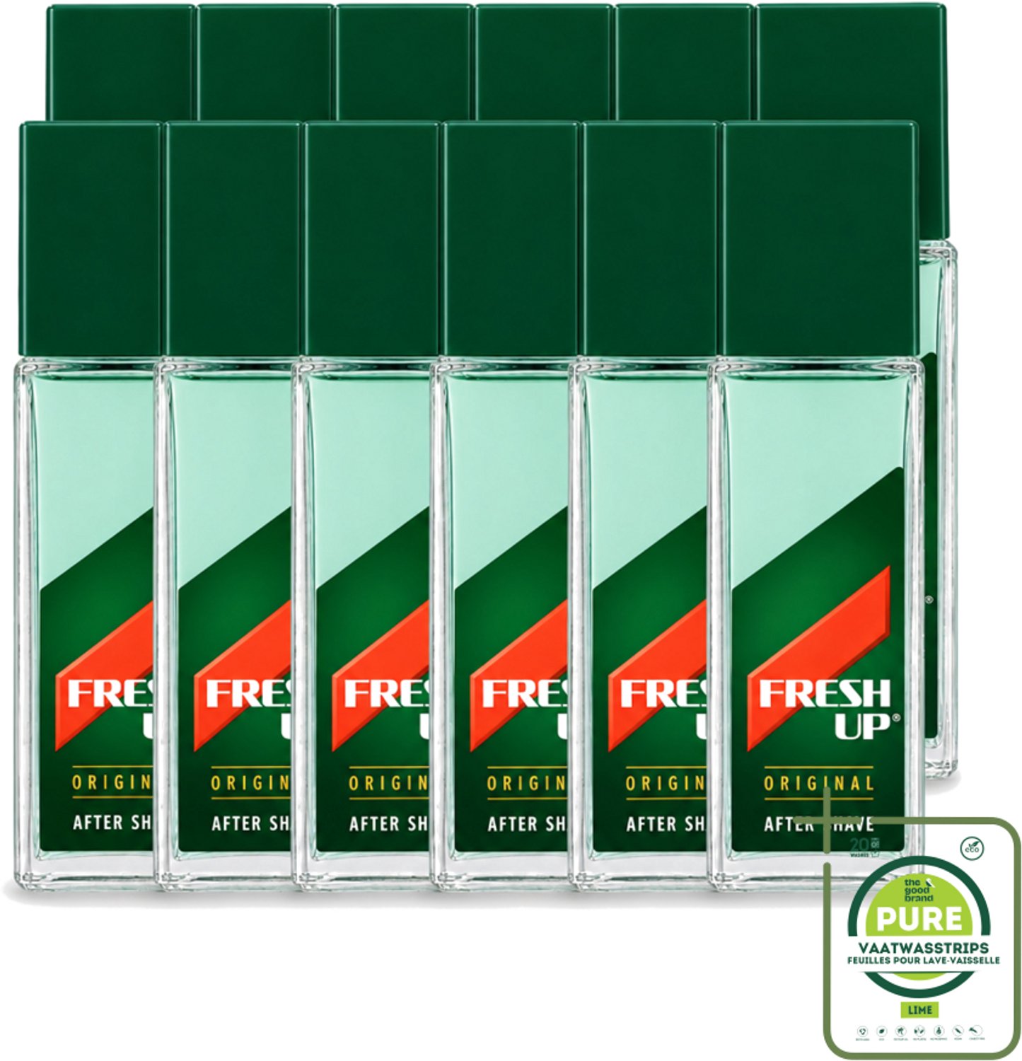 12 x Fresh Up - Aftershave Lotion - Original - Depper - 100 ml - Grootverpakking - Aftershave Lotion - Scheren - Huid Verzorging - Menthol - Hamamelis