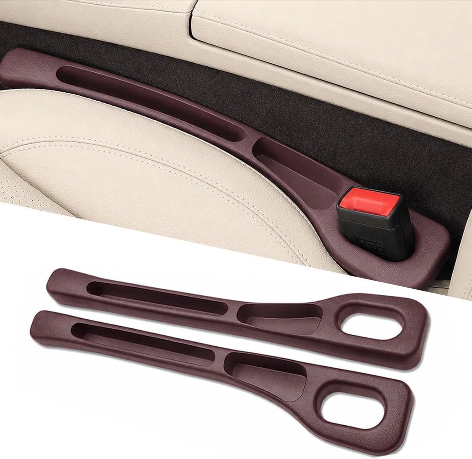 Autostoelopeningen set van 2 - bruine zitspleetstopper - universeel voor auto, SUV, vrachtwagen - Homevero