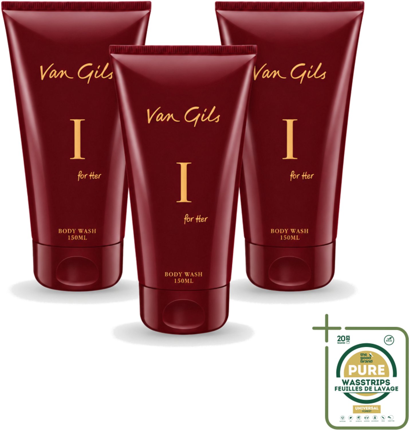 3 x Van Gils - Douchegel - I for Her - Zachte Reiniging & Luxe Geurbeleving - 150 ml - Wasstrips - Douchegel Vrouwelijk - Douchegel Luxe - Douchegel Voor Vrouwen - Douchegel Hydrateert - Douchegel Voor Huid