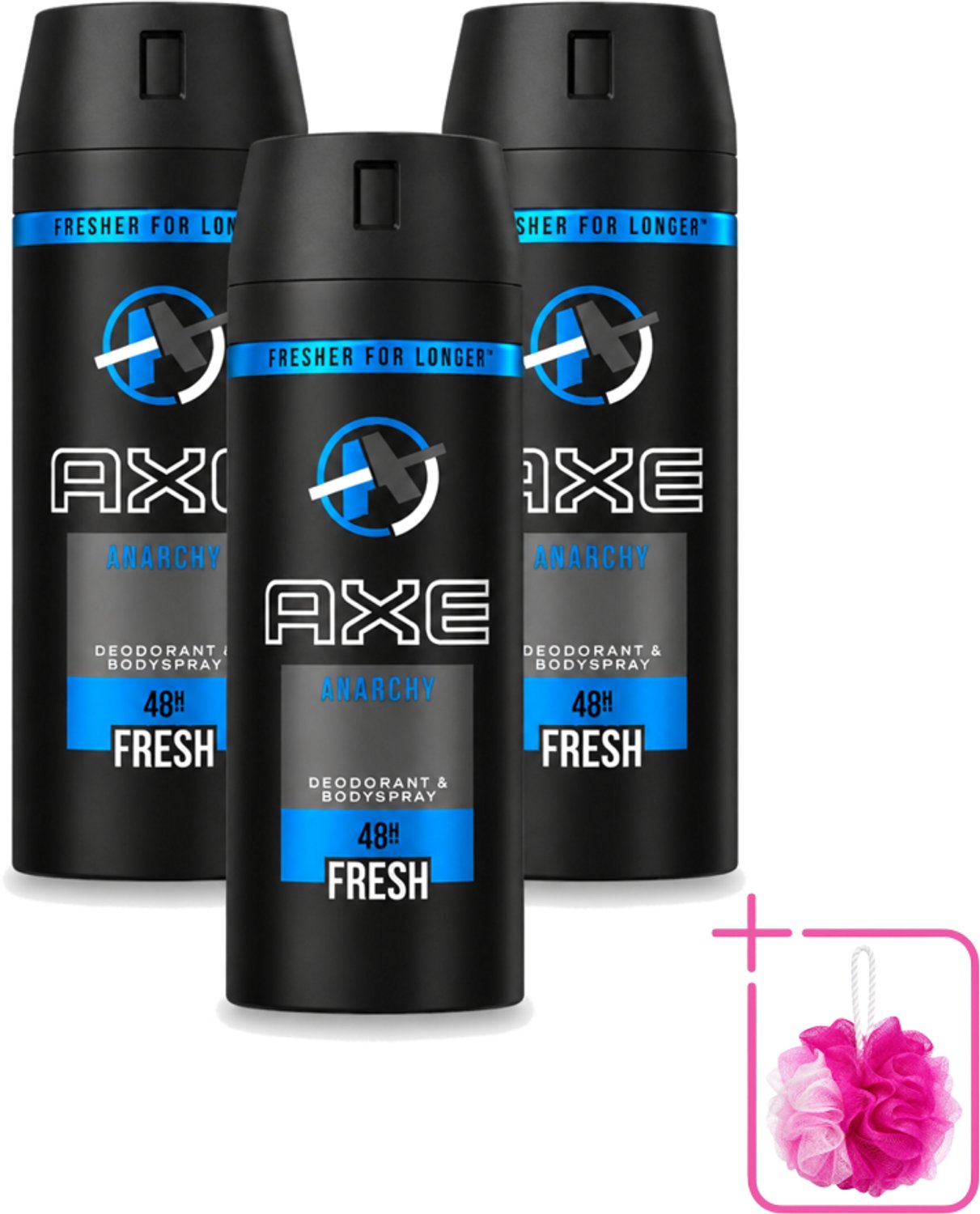 3 x Axe - Deodorant Bodyspray - 48hrs Fresh - Anarchy for Him - 150 ml - Bulkverpakking - Deodorant - Douchemop - Bodyspray