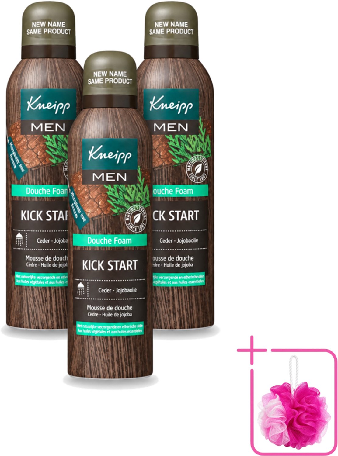 3 x Kneipp - Douchefoam - Ceder & Jojobaolie - Verzorgend - Vegan - 200 ml - Bulkverpakking - Douchefoam - Douchemop - Ceder