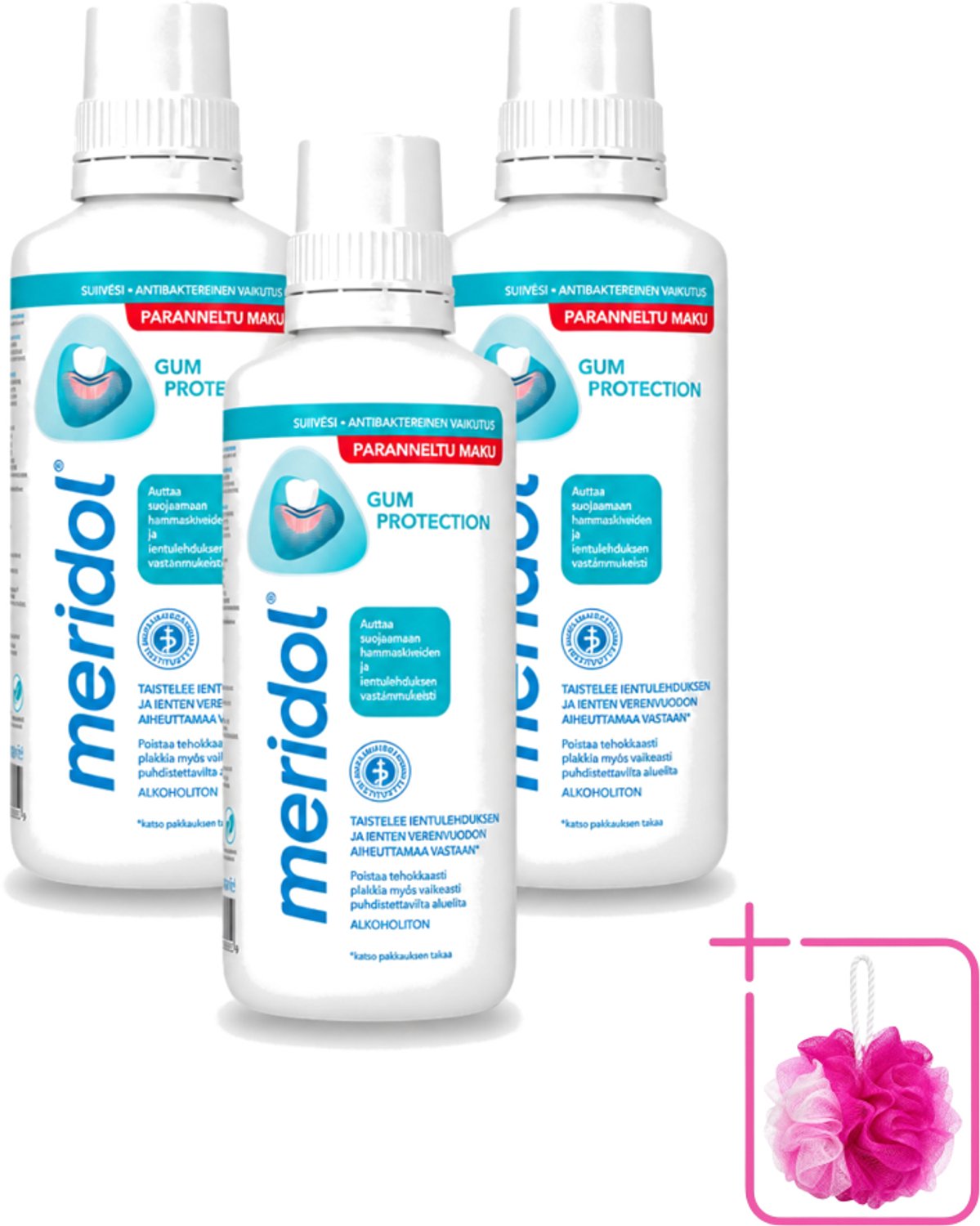 3 x Meridol - Mondspoeling - Dagelijkse Mondverzorging - Voorkomt Tandvleesproblemen - 400 ml - Bulkverpakking - Mondspoeling - Douchemop - Tandvleesverzorging
