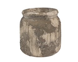 Clayre & Eef Bloempot Ø 14x13 cm Grijs Beige Terracotta