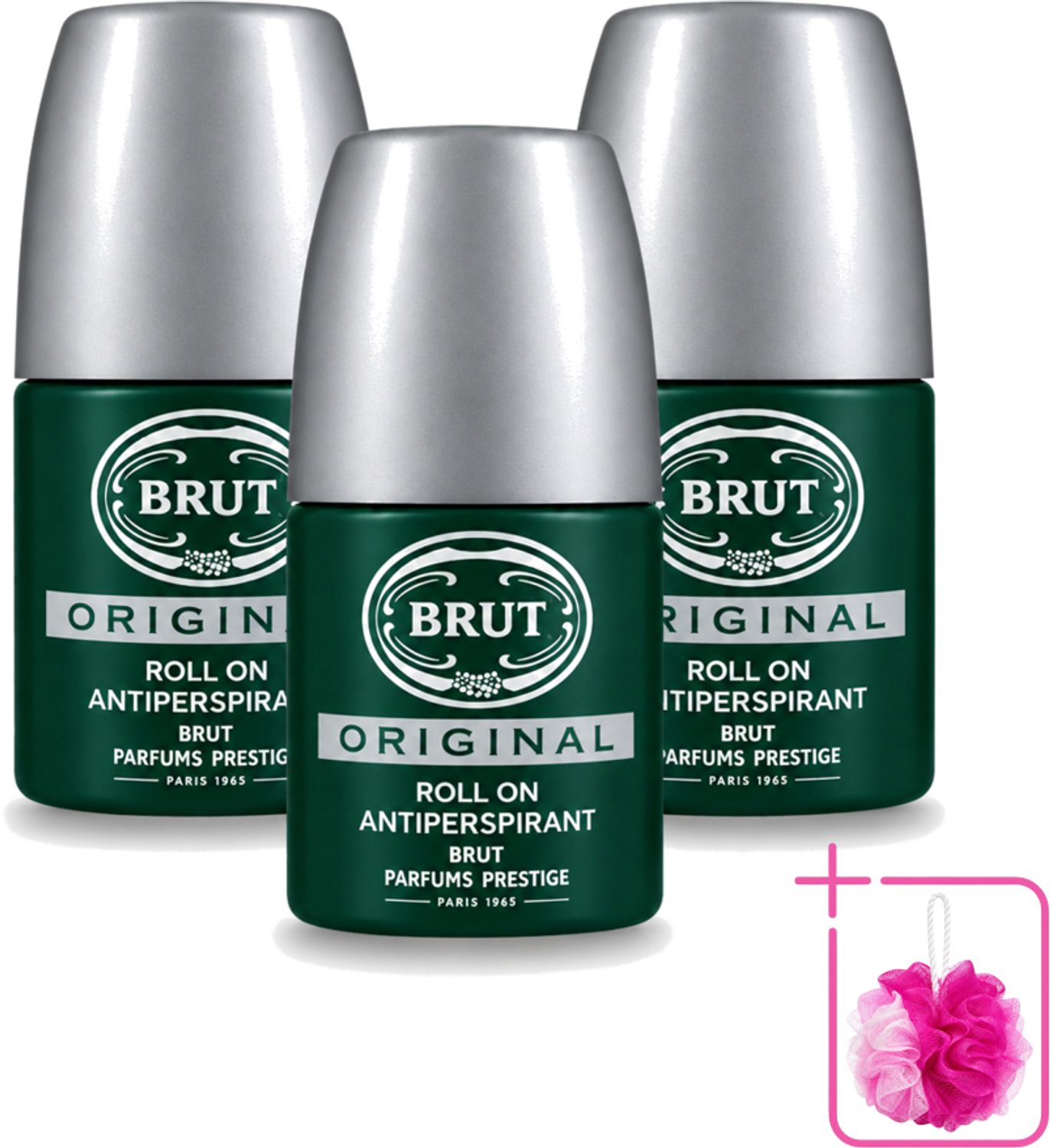 3 x Brut – Deodorant Roll-On – Original – Glas – 50 ml - Bulkverpakking - Deodorant voor mannen - Zweetgeur bestrijding
