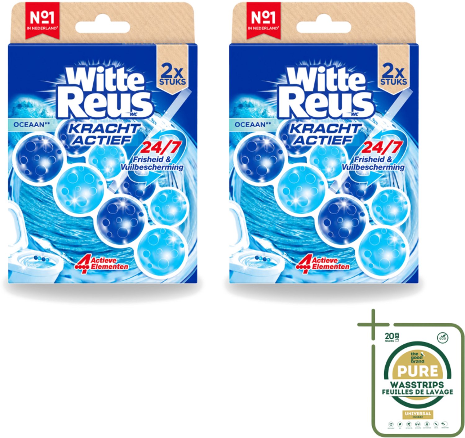 2 x Witte Reus – Toiletblok – Kracht Actief Oceaan – Duo Pack - Wasstrips - Toiletblok - Reiniging - Oceaangeur - Anti-kalk - Hygiëne